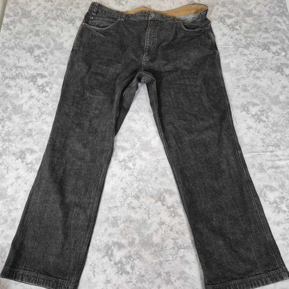Duluth Trading Flex Ballroom Black Jeans Men 44x32 Workwear Straight Relaxed Fit